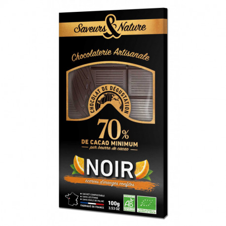 TAB CHOC NOIR 70% ECORCE ORANG