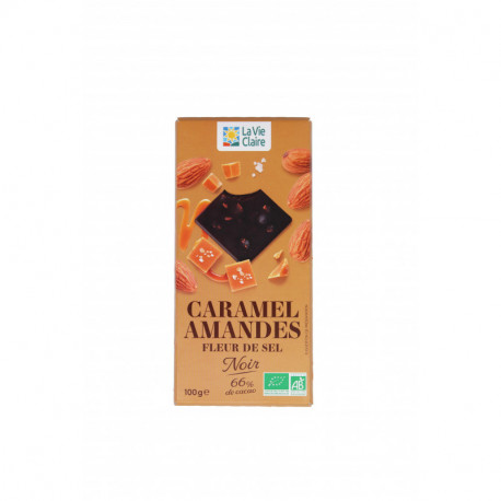 TAB CHOC NOIR 66% AMANDE CARAM