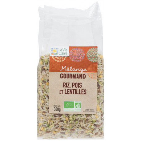 Mélange riz pois et lentilles