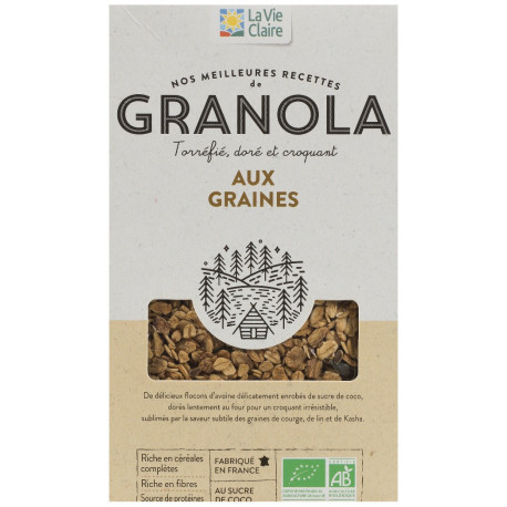 Granola aux graines torréfié, doré et croquant.