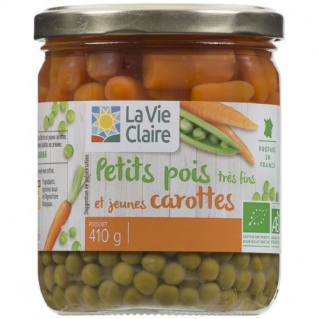 Petits pois et jeunes carottes