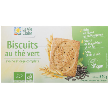 Biscuits au thé vert avoine et orge complets