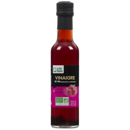 Vinaigre de vin aromatisé à la framboise bio, non pasteurisé.