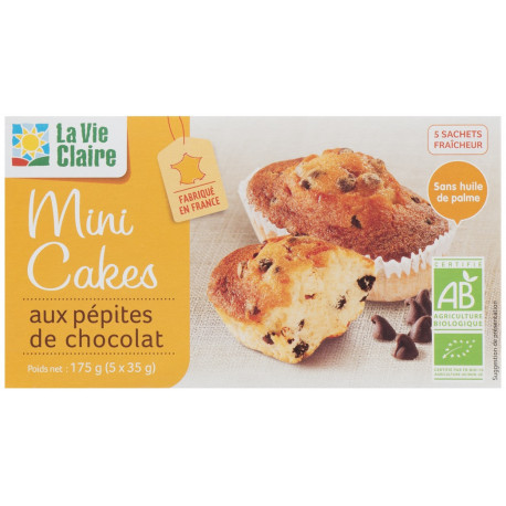 Mini cakes aux pépites de chocolat bio