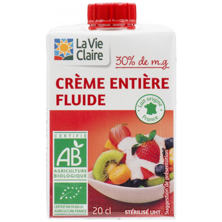 Crème entière fluide bio