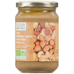 Purée noisettes, cajou, cacahuètes 100% fruits secs bio