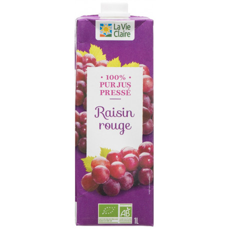 100 % pur jus pressé de raisin rouge pasteurisé