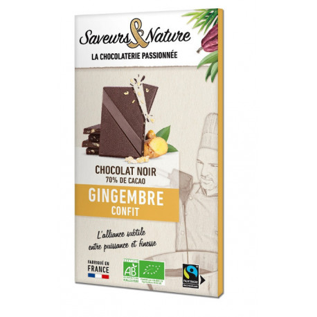 TAB CHOC NOIR 70% GING 80G