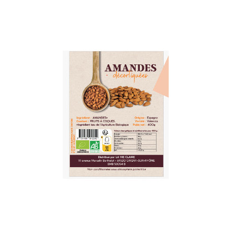 AMANDES DECORTIQUEES 400G