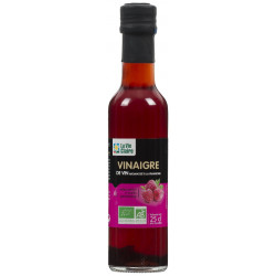 Vinaigre de vin aromatisé à la framboise bio, non pasteurisé.