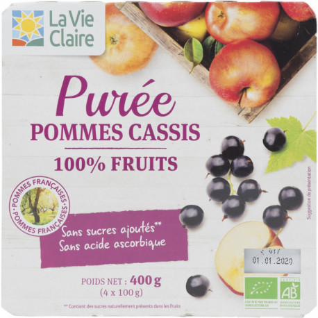 Purée pommes cassis, 100% fruits