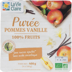 Purée pommes vanille, 100% fruits.