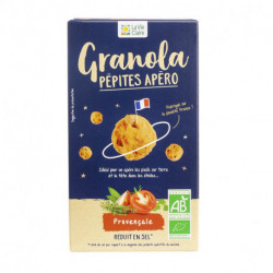 Pépites de granola pour l'apéritif, très peu salées, agrémentées d'herbes de Provence