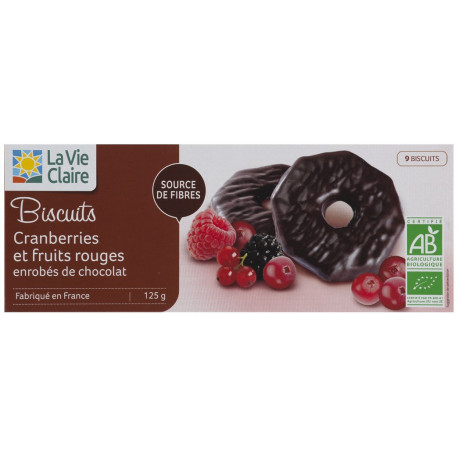 Biscuits cranberries et fruits rouges enrobés de chocolat