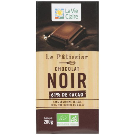 Chocolat noir pâtissier, 61% de cacao