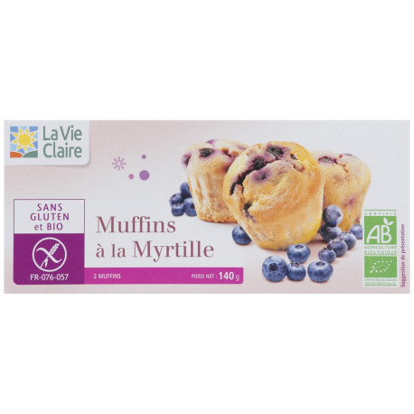 Muffins à la myrtille, sans Gluten bio