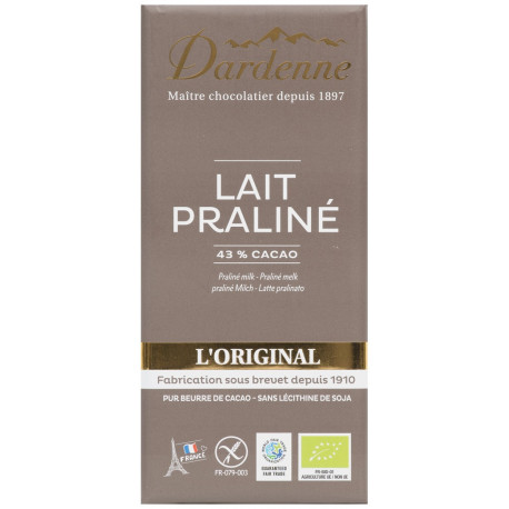 TABLETTE CHOC LAIT PRALINE 43%