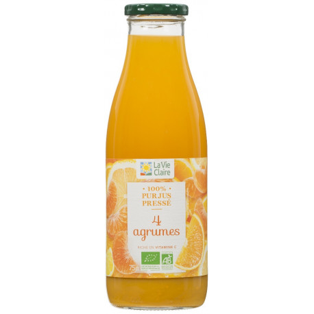 Jus de 4 agrumes pasteurisé, 100% pur jus pressé