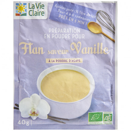 Préparation en poudre pour flan vanille à la poudre d'agave.