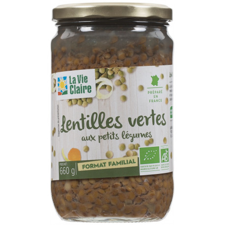 Lentilles vertes aux petits légumes, format familial.